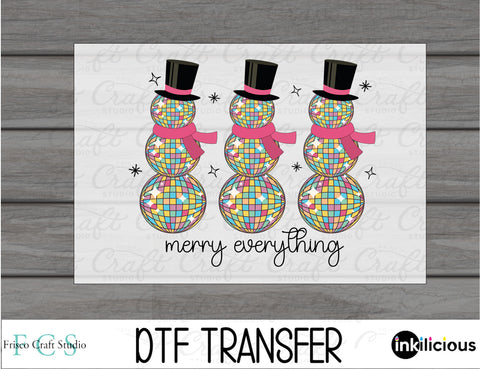 Disco Snowman Merry Everything DTF