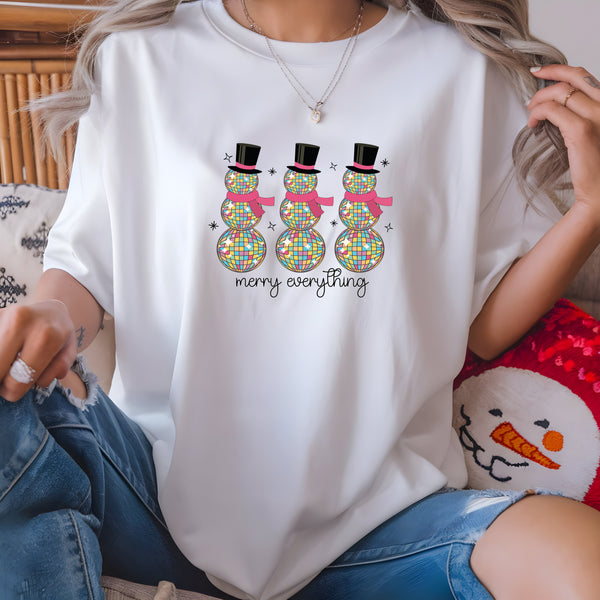 Disco Snowman Merry Everything DTF