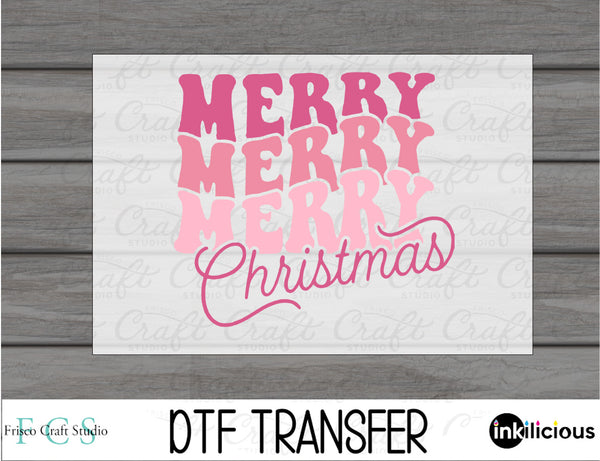 Pink Merry Christmas DTF