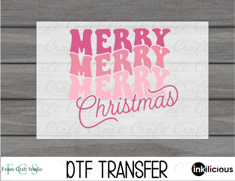 Pink Merry Christmas DTF