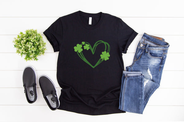 Green Shamrock Heart DTF