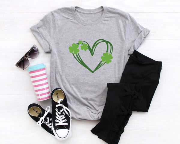 Green Shamrock Heart DTF