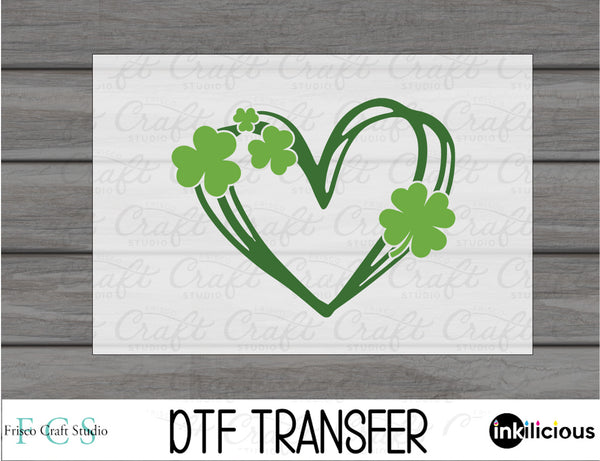 Green Shamrock Heart DTF