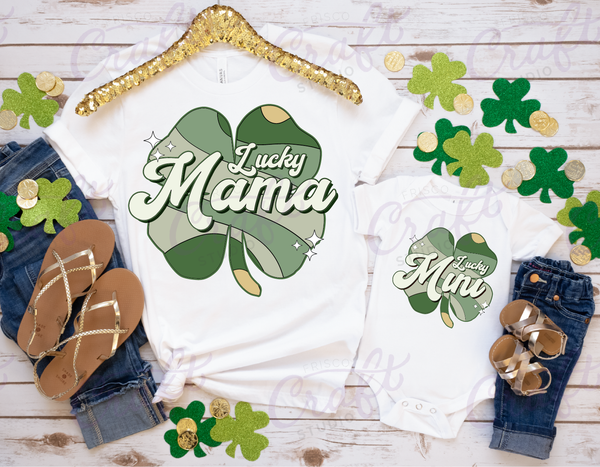 Lucky Mama St Patricks Day-Iron On Decal, Press and Go