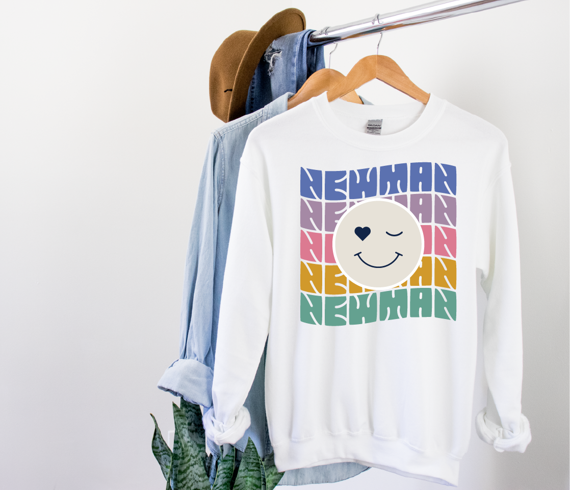 Retro Smiley White Sweatshirt