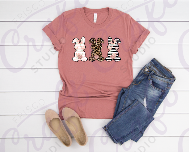 Bunny Trio-Iron On Decal, Press and Go-