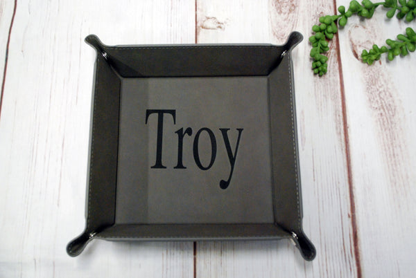 Custom Engraved Leather Catch Tray